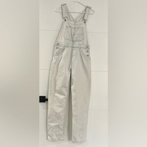 We The Free High Rise Light Blue/White Denim Pant Overalls, Women’s XS